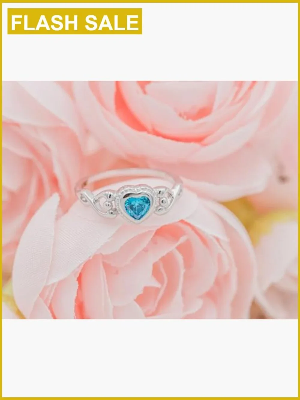 Sterling Silver Simulated CZ Heart Birthstone Ring for Girls - 925
